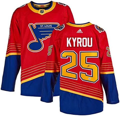 Jordan Kyrou İmzalı St Louis Blues Ters Retro Adidas Forması-İmzalı NHL Formaları