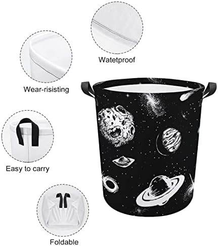 Evren UFO Galaxy büyük çamaşır sepeti sepet çanta yıkama kolları ile üniversite Yurdu için Taşınabilir