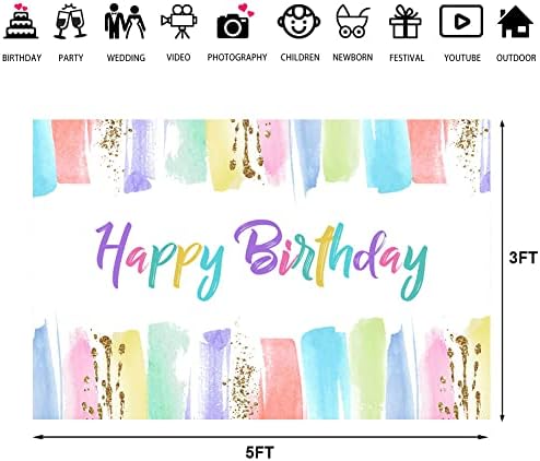 Lofaris Gökkuşağı Doğum Günü Partisi Zemin Boyama Sanat Parti Renkli Konfeti Graffiti Duvar Arka Plan Kız Mutlu 1st Doğum