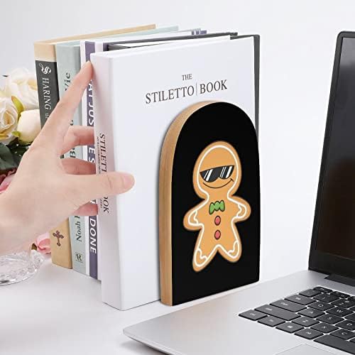 Noel Zencefil Ekmek Çerez Büyük Ahşap Kitap Ayracı Modern Dekoratif Kitaplık Kitap Stoper Masası Raf Tutucular 2 Set