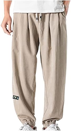 lcepcy gündelik erkek pantolonları Rahat Fit Büyük ve Uzun Sweatpants İpli Joggers Elastik Bel Açık cepli pantolon