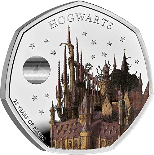 2023 DE Harry Potter 25 Yıldönümü PowerCoin Hogwarts Harry Potter Gümüş Sikke 50 Peni Birleşik Krallık 2023 Kanıtı
