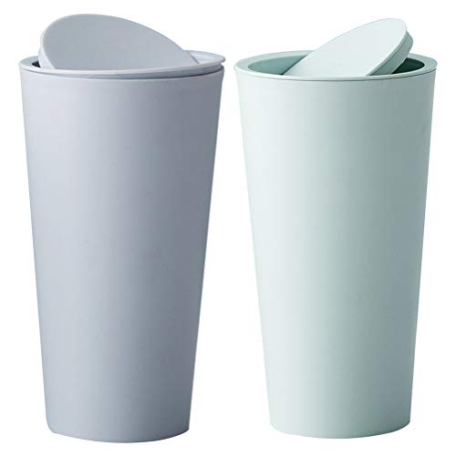 VİCASKY 2 adet Mini Masaüstü çöp kutusu Plastik Haddeleme Kapak Çöp Varil çöp tenekesi Ofis Yurdu için (Açık Yeşil ve Açık