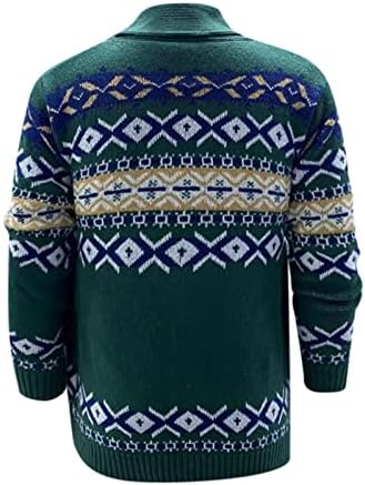 Sınzelımın Erkek Hırka Kazak Çirkin Noel Kazak Moda Düğme Yaka Uzun Kollu Casual Cep Triko Ceket Kaban