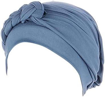 Kadın Bükülmüş Wrap Türban Şapka Düz Renk Kemo bere Şapka Headwrap Moda Düğümlü Saç Kapakları Streç Şapkalar