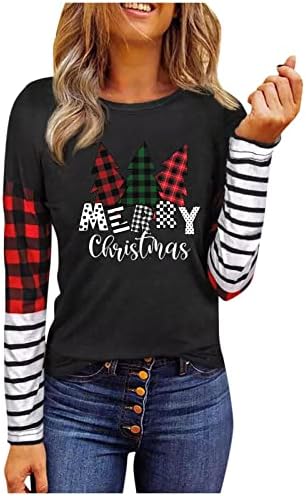 Uzun Kollu Tee Gömlek Erkekler için O-Boyun Splice Renk Kravat Boyalı Kazak Gömme Noel Gömlek Kadınlar için Siyah
