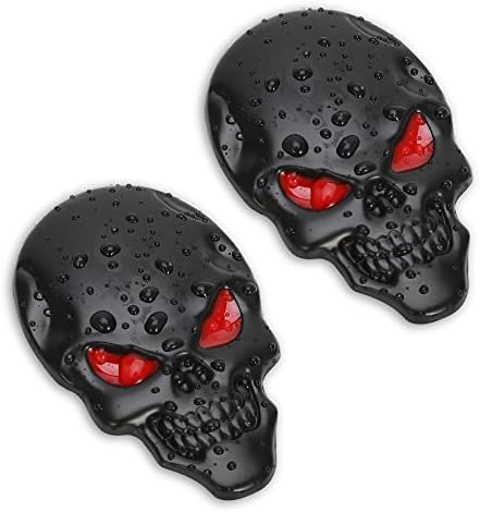 TOMALL 2 Adet İskelet Kafatası Logosu Şeytan Ölüm Amblem Rozeti 3D Metal Çıkartmaları Etiketler Dekorasyon Otomobil Kamyon