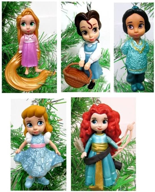 Prenses Belle, Merida, Rapunzel, Yasemin ve Külkedisi'nin Yer Aldığı Prenses Temalı Noel Ağacı Süsleri
