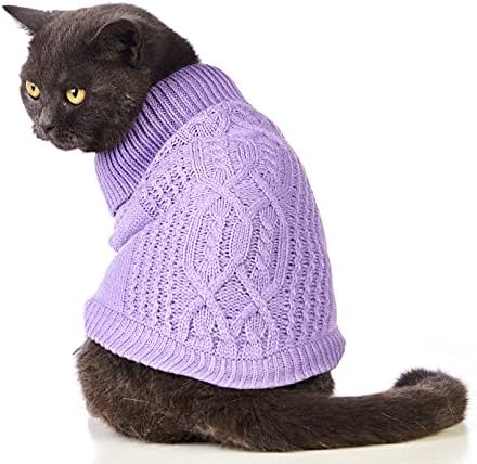 Jnancun Kedi Kazak Balıkçı Yaka Örme Kolsuz Kedi Giysileri Sıcak Kış Yavru Kedi Giysileri Soğuk Mevsimde Kediler veya Küçük