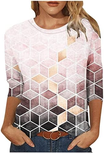 Yaz Sonbahar T Shirt Kadın Giysileri Moda Uzun Kollu 3/4 Kollu Ekip Boyun Pamuk Grafik Brunch Üst Tee Kadınlar için SX SX