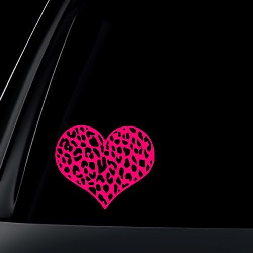 Dünya Tasarım Leopar Baskı Kalp Araba Çıkartması / Sticker-sıcak Pembe