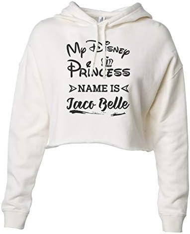 Komik Kadın Kırpma Üst Hoodies Prenses Adı Taco Belle Royaltee Koleksiyonu