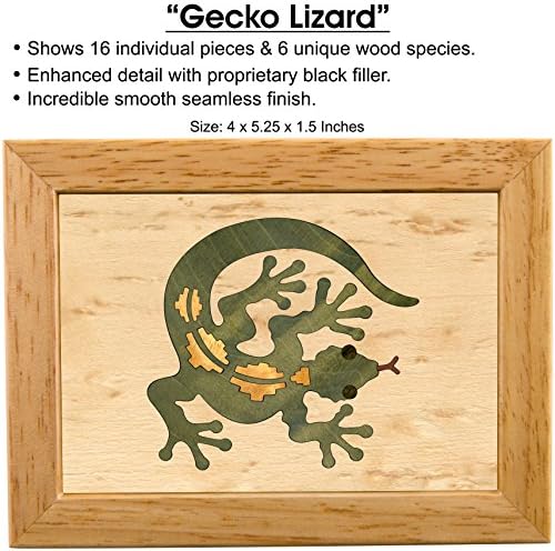 MarqArt Ahşap Sanat Gecko Kutusu-El Yapımı ABD-Eşsiz Kalite-Benzersiz, ikisi aynı değil-Orijinal Ahşap Sanat Eseri. Bir Gecko