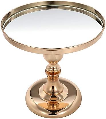 Teerwere Kek kek standı Standı Altın Kaplama Ayna Kek Tava Standı Cam Yuvarlak Ekran Kaide 8 10 12 İnç (Renk: Altın, Boyut: