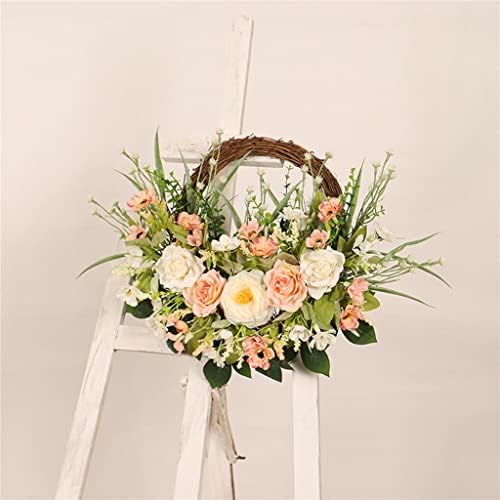 JAHH Ön Kapı Gül Çiçek Çelenk Çiçek Dekor Duvar Dekor Asılı Süsleme Garland Bahçe Partisi Ev Düğün Kapalı (Renk: A, Boyut: