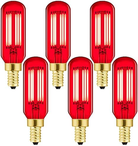E12 LED Kırmızı Ampul,Kısılabilir Filaman LED Kırmızı Ampuller, 60 Watt Eşdeğer Vintage LED Kırmızı Ampul, T6 6W LED Edison