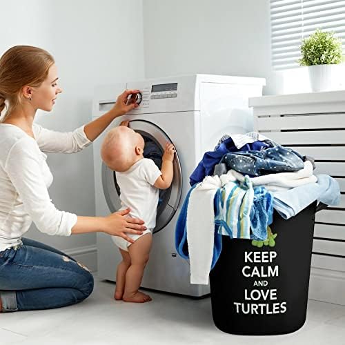 Sakin ol ve Kaplumbağaları Sev çamaşır sepeti katlanır çamaşır Sepeti çamaşır kutusu saklama kulplu çanta