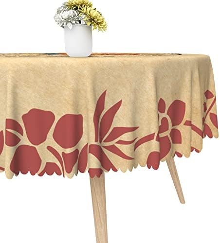 OFİLA Yuvarlak Vintage Horoz Masa Örtüsü 70 inç Su Geçirmez Polyester Masa Örtüsü Rustik Tavuk Masa Örtüsü Çiftlik Ahır Tavuk