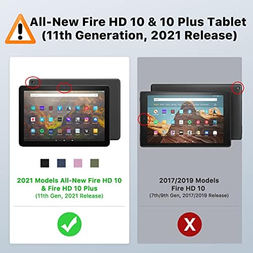 MoKo Kılıf + 2 Paket Temperli Cam Ekran Koruyucu Hepsine Uyar-Yeni Kindle Fire HD 10 & 10 Plus Tablet (11. Nesil, 2021 Sürümü)