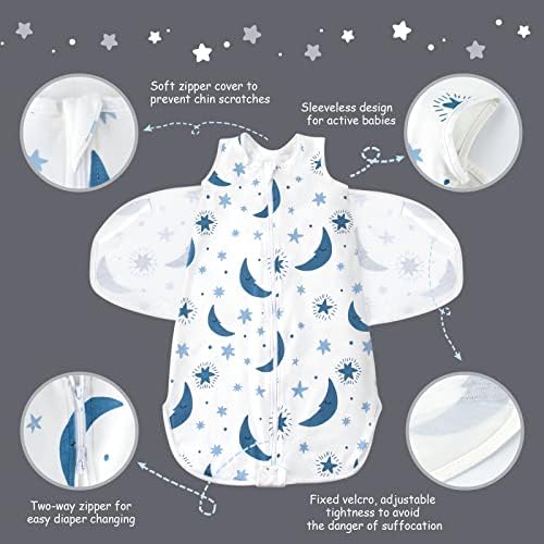 Bebek Sleepsack Kundak, %100 % Pamuk Ayarlanabilir Kundak Battaniyesi, Yenidoğan Kundak Azaltmaya Yardımcı Olur İrkilme Refleksi,