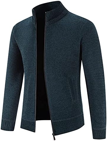 XXBR Hırka Kazak Ceketler Mens için, kış Standı Yaka Fermuar Örme Ceket Kazak Slim Fit Sıcak Giyim