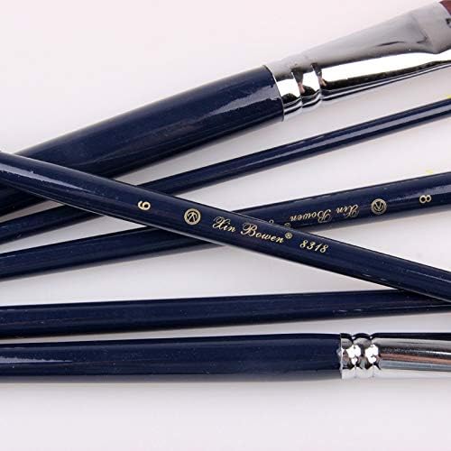 SXDS 6 adet / takım Ahşap Saplı Suluboya boya kalemi Sanatçı Boya Fırçası Naylon Saç Koyu Mavi Ahşap Saplı Çok Amaçlı