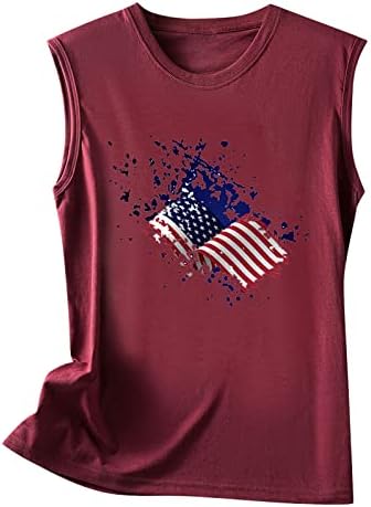 Bayan ABD Bayrağı Tankı Üstleri Kadın Amerikan Yıldız Çizgili Vatansever T Shirt 4th Temmuz Yaz Rahat Yelek Tees