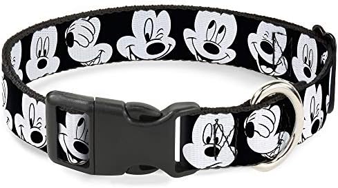 Toka-Aşağı Plastik Klips Yaka-Mickey Mouse İfadeleri YAKIN çekim Siyah / Beyaz-1/2 Geniş-8-12 Boyuna Uyar-Orta
