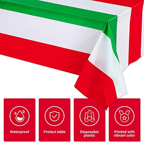 3 Parça İtalyan Bayrağı Dikdörtgen Masa Örtüsü Süslemeleri Plastik Kırmızı Beyaz ve Yeşil İtalyan Bayrağı Tasarım Masa Örtüsü