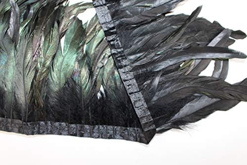 7 Renk 2 Yard Uzun,8-10 inç Yükseklik Horoz Coque Tüy Saçak Trim, etek Elbise Kostüm Kadrosu Tüy Trim (Siyah)