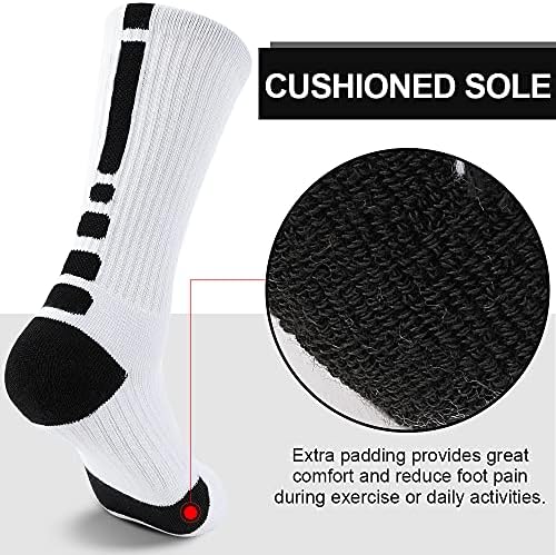 boruızhen erkek Atletik Ekip Çorap basketbol çorapları Spor Sıkıştırma Yastık Çorap Koşu ve Eğitim için (6 Çift)