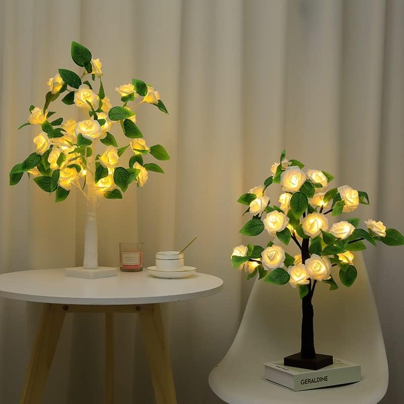 LED Masa lamba ışığı Gül Çiçek Ağacı USB Dekorasyon Parti Noel Dekorasyon çocuk Odası Hediye Gül Lamba Ev Dekorasyon (Renk: