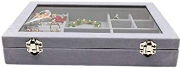 XJJZS Gri mücevher kutusu, çok katmanlı depolama alanı, zarif ve güzel, rahat el hissi, mücevherleri saklamak için kullanılır
