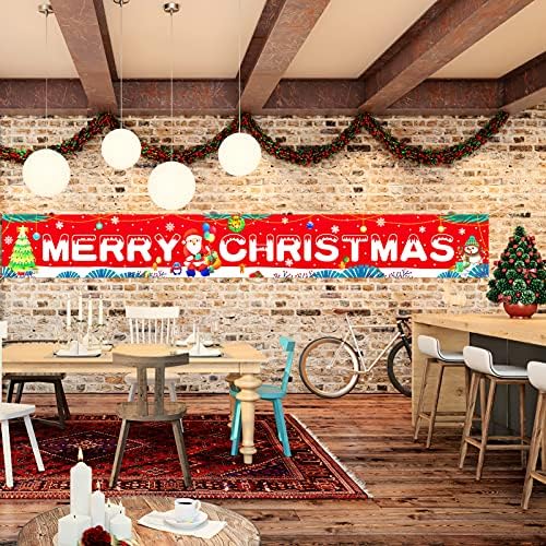 Konsait Süper Büyük Merry Christmas Banner, Noel Partisi Dekorasyon Kırmızı Yeşil, Noel fotoğraf kabini Zemin Arka Plan Banner