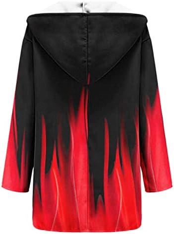 Kadın Palto Kalınlaşmış Sanatsal Renk Kravat Boya Uzun Kollu Düğme Aşağı Açık Hırka Yaka Kış Ceket Gömlek Dış Giyim Kırmızı