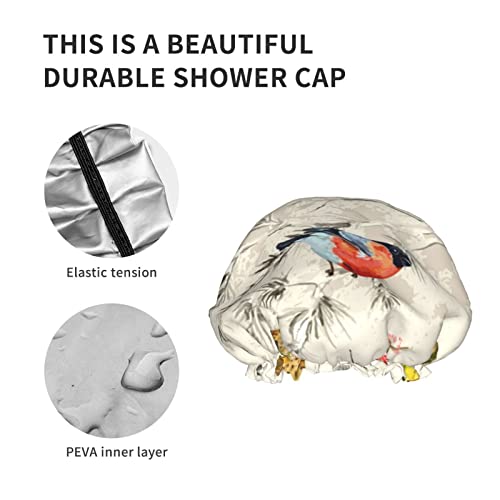 Kadınlar Kullanımlık Streç Hem Saç Şapka Küçük Kuşlar Suluboya Çift Katmanlar Su Geçirmez Duş Başlığı banyo bonesi