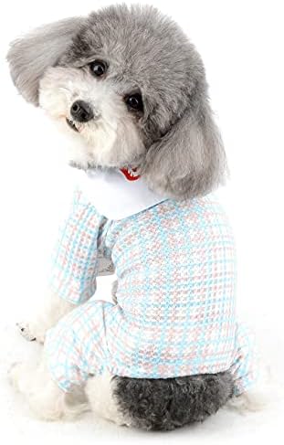 Ranphy Pet Pijama Küçük Köpekler için Tulum Kafes Köpek Pijama Yumuşak Pamuk Uyku Giysileri Pjs Çilek Desen Doggie Jammies