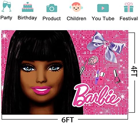 Siyah Barbie Zemin Fotoğrafçılık için, Doğum Günü Partisi Süslemeleri Kız için, Barbie Doğum Günü Afiş Parti Dekorasyon Malzemeleri