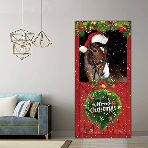 Komik Merry Christmas Kapı Kapak Noel At Ön Kapı Afiş Dekorasyon noel dekorasyonları Malzemeleri Noel Partisi Zemin Fotoğraf