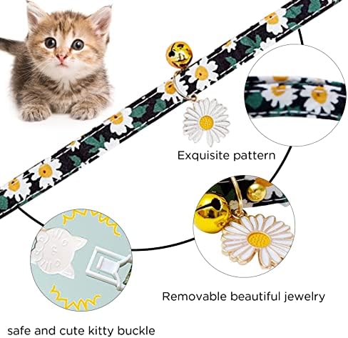 SUPWALL 3 Paket Kedi Yaka Ayrılıkçı Çan köpek tasması Güzel Çiçek Yumuşak Evcil Hayvan Tasması 18-30CM Erkek Dişi Kedi ve