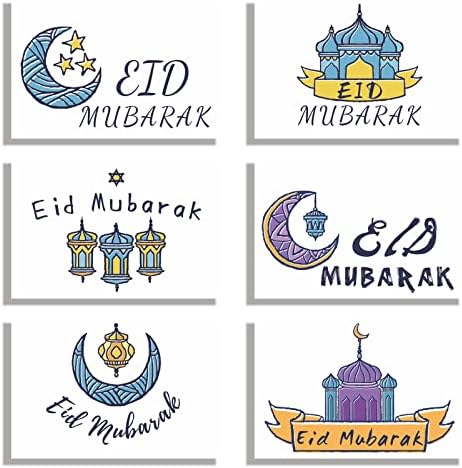 CANİAN Eid Mubarak, ramadaneid Mubarak, Zarflı 24 Çeşitli Kutulu Ramazan Not Kartı(5,9 x 7,9 inç) eid Mubarak Para Kartları