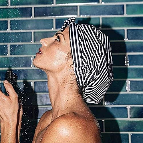 XBWEI Duş Başlığı Kadınlar için Su Geçirmez Kullanımlık duş boneleri Banyo Duş Şapka Saç Kapaklar Uzun Saç Büyük Türban (Renk
