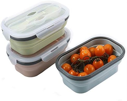 QYTECfh yemek kutusu Silikon Katlanır yemek kabı Taşınabilir Katlanabilir Bento Dayanıklı Salata Gıda Konteyner Kase Yemek