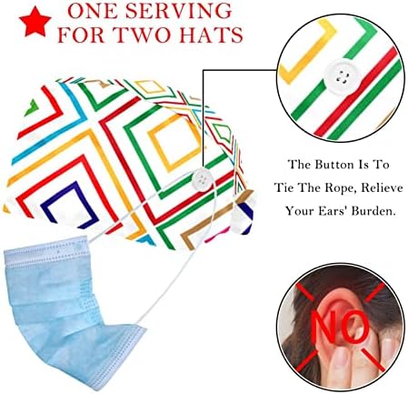 2 Paket Ayarlanabilir Çalışma Şapka Düğmeleri ile, Renkli Damlacık Siyah Cerrah Kapaklar Ter Bandı, Fırçalama Kapaklar Kadınlar