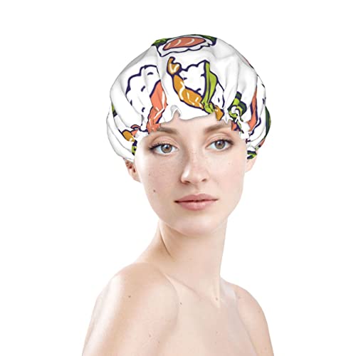 Kadınlar Kullanımlık Streç Hem Saç Şapka Sebze Sebze Suşi Çift Katmanlar Su Geçirmez duş bonesi banyo bonesi