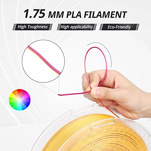 AMOLEN Ipek 3D Yazıcı PLA Filament, çift Renk 1.75 mm PLA Parlak Degrade Filament Renk Shift 3D Baskı PLA Filament için En