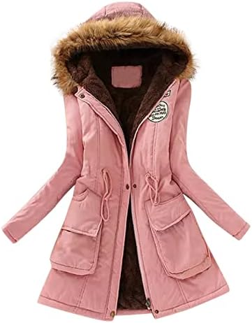 Bayan Kapşonlu Sıcak Palto Kış Rüzgarlık Sıcak Kayak Siper Ceket Kalın Polar astarlı parka Dış Giyim Faux Kürk Hood ile