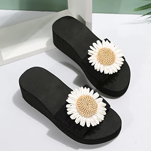 Platform Kama Sandalet Kadınlar için Rahat Çiçekler Terlik Yaz Kapalı ve Açık Slaytlar Burnu açık Plaj Flop Ayakkabı
