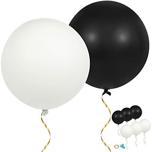C Kristal Limon 36 Dev Balonlar, 6 Paket Siyah ve Beyaz Büyük Balonlar, lateks Kalın Ekstra Büyük Balonlar