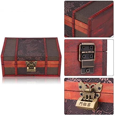 QIAONNAI ZD205 Vintage Ahşap saklama kutusu Mücevher Kutusu Metal Kilit Hazine Sandığı Durumda Ahşap Masaüstü El Sanatları